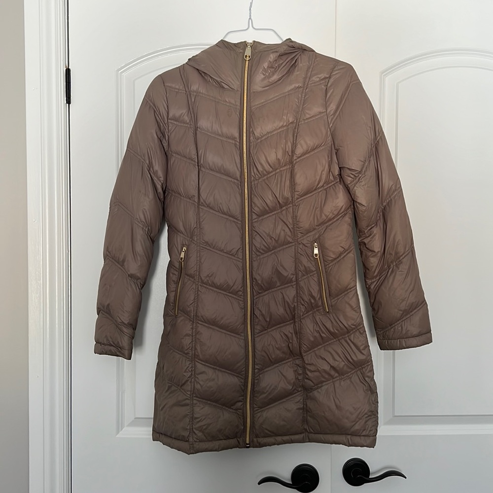 Mauve/beige Calvin Klein premium down lightweight packable jacket